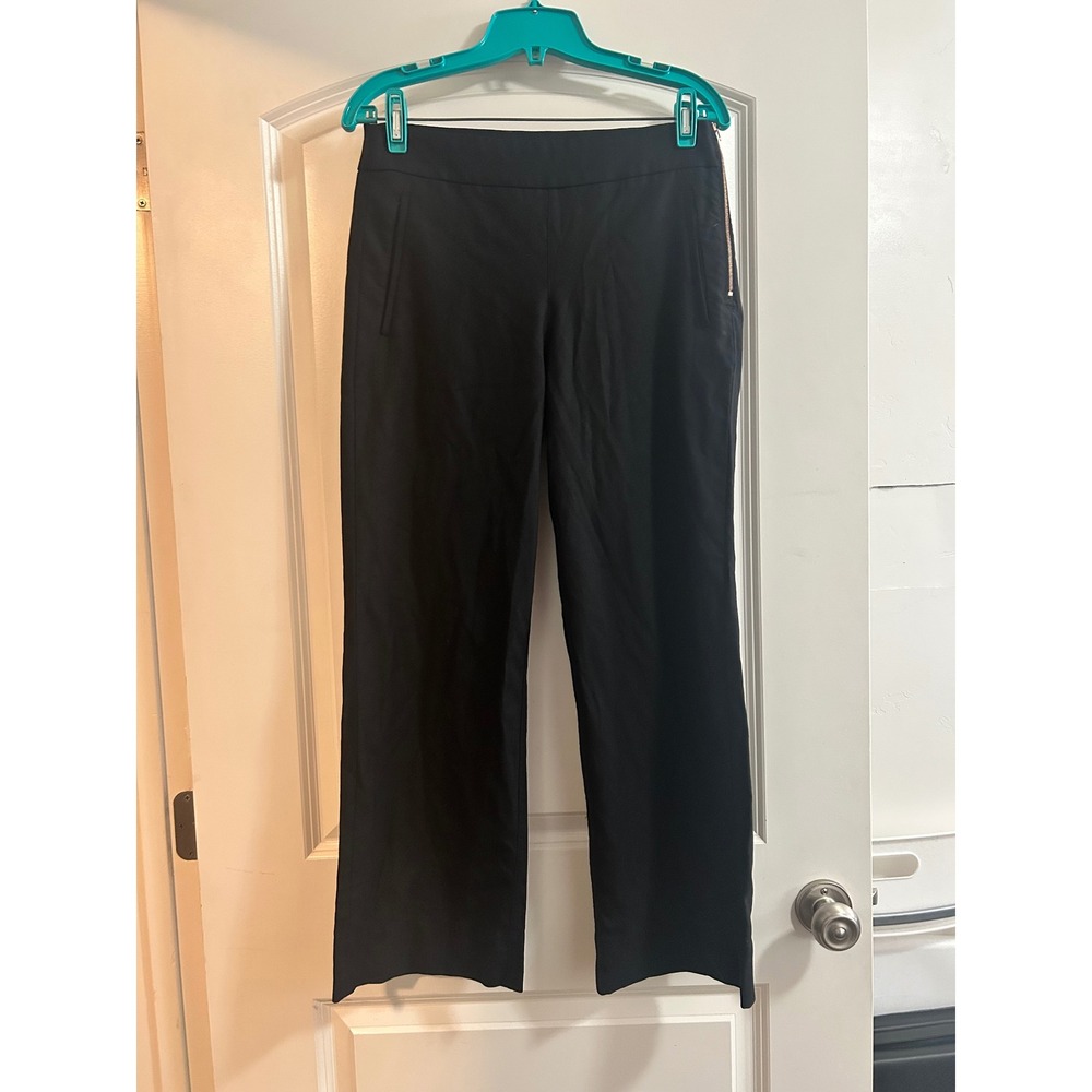 Kit and Ace Womens Black Straight Leg Dress Pants Side‎ Zip Rose Gold Size 6